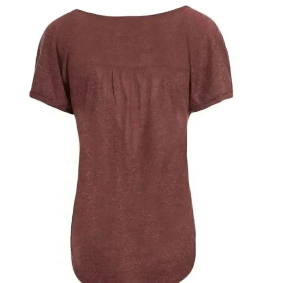 Ricki’s Linen Blend  Loose Fit V Neck T-Shirt Burgundy Size XS - Picture 4 of 16